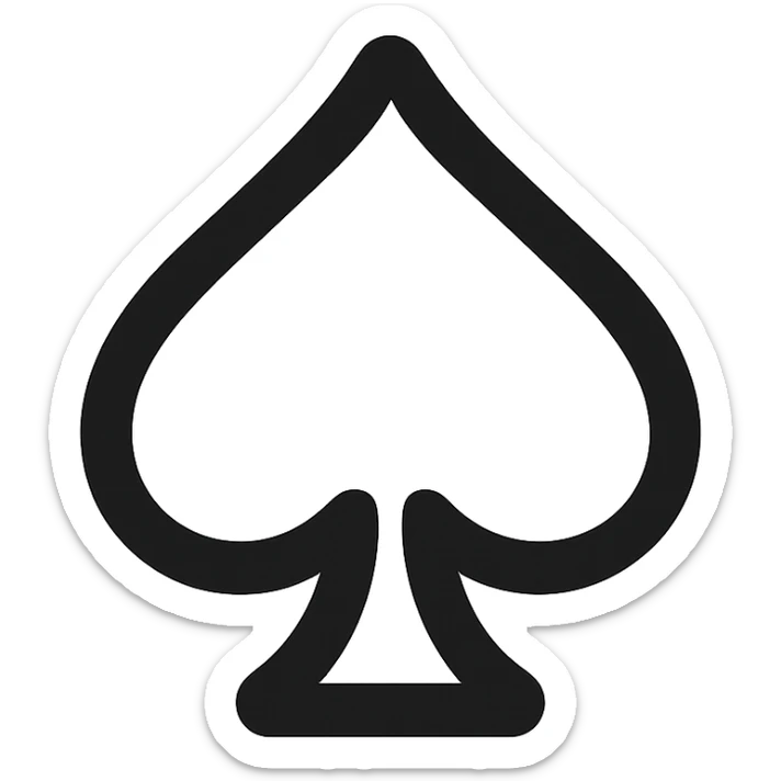 Create a simple and iconic white heart of spades symbol in the style of the reference image, with a transparent background. The style should be clean, minimalistic, and easily recognizable as an icon. sticker