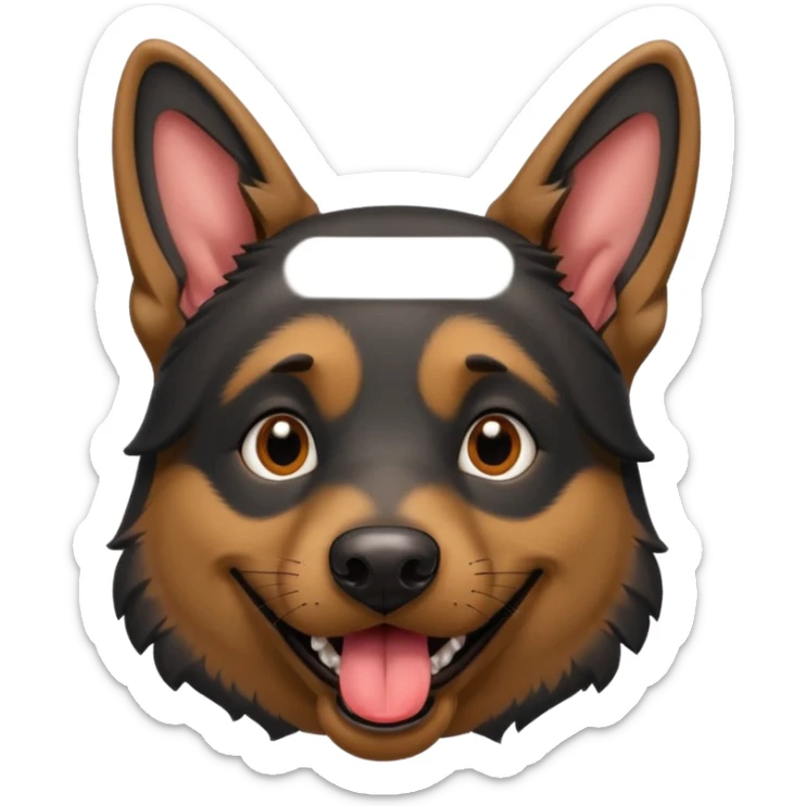 cartoon style dark German Shepherd dog with its tongue hanging out long sticker