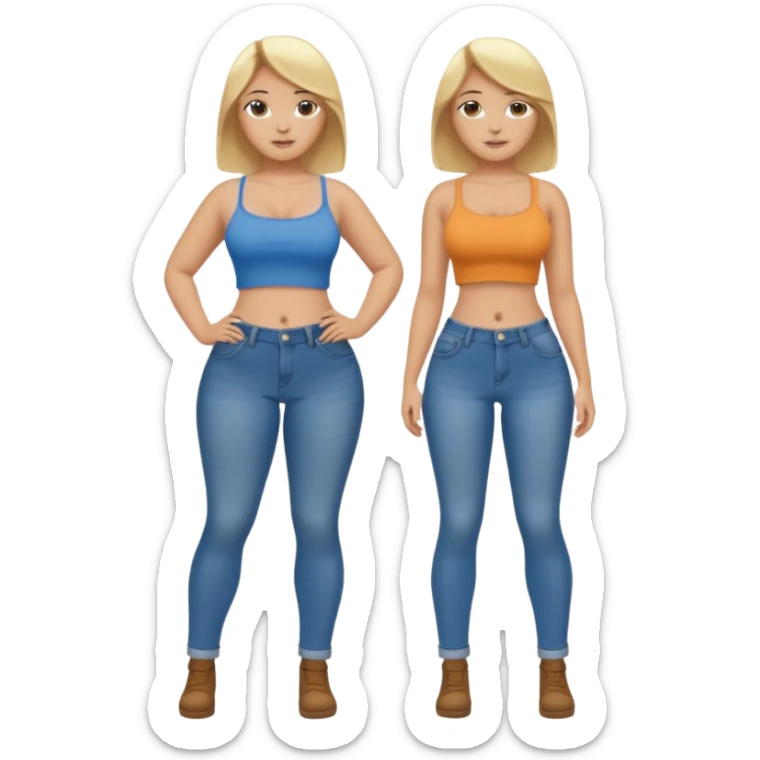 curvy body teen girl huge ass with jeans no shirt no bra blonde full body sticker