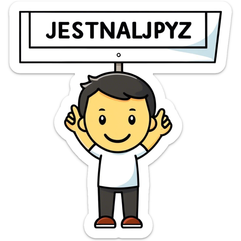 Phrase in polish “jesteś najlepszy na świecie ” Where “na świecie” is in between hands brackets sticker