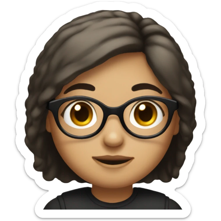
82 / 5,000
A girl with white skin, black horn-rimmed glasses, brown hair, black eyebrows, and a round face sticker
