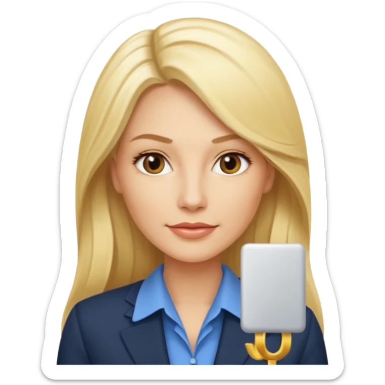 blonde woman in her thirties, long hair, confident and professional, CEO vibe sticker