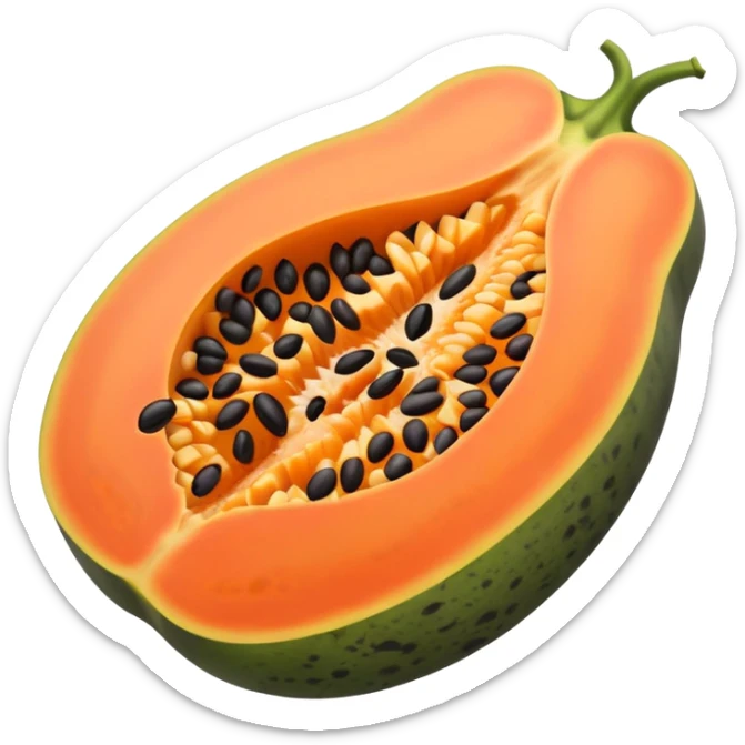 I wanted to create a emoji of papaya fruit where its cut in half and its showing its seeds sticker