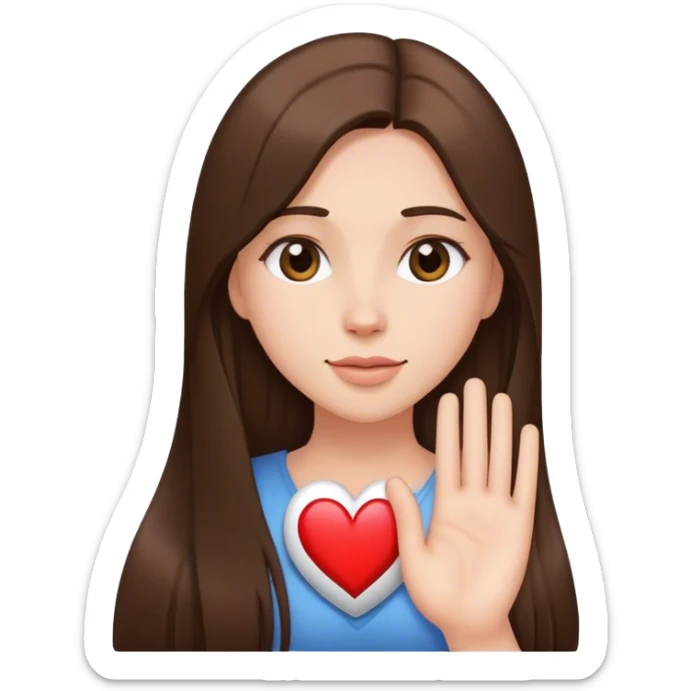 Glamour victoria’s secret model with long brunette straight hair sending heart sticker