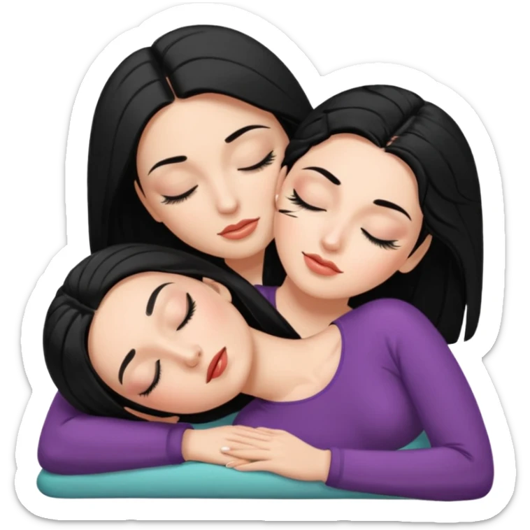 mulher branca cabelo preto aplicando cilios em outra mulher que esta deitada de olhos fechados sticker