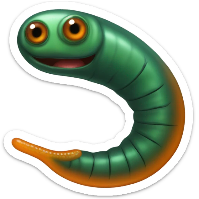 Eight-eyed Dark green and orange medicinal leech with oral suction and caudal suction sticker