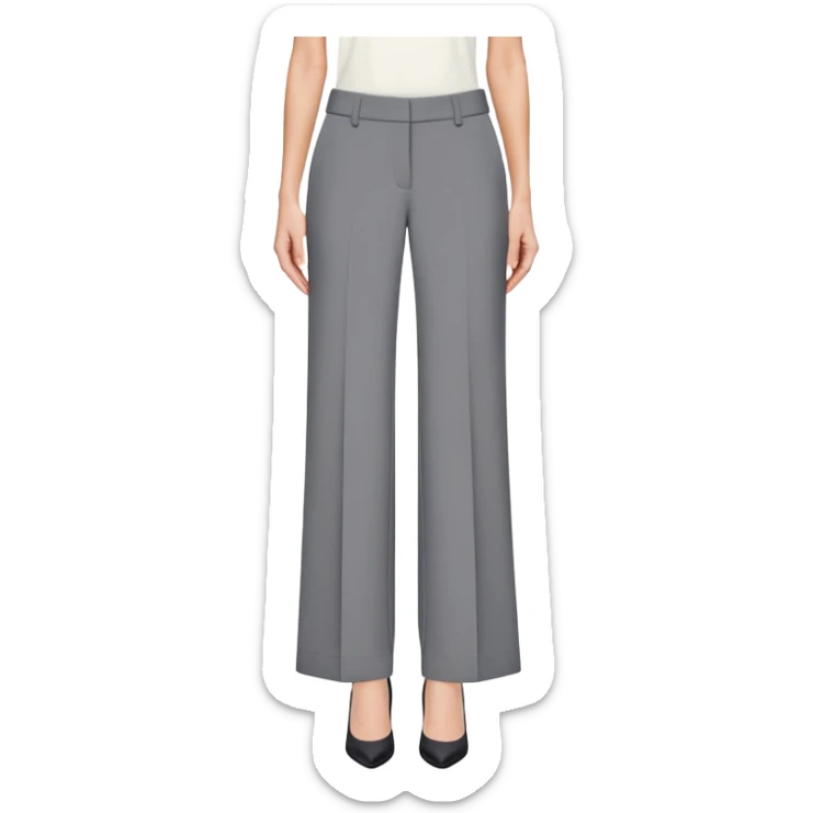 petite gray wide leg tailored pants, shorter ankle length, dress trousers, flat lay isolated garment only, no model, no human, plain white background sticker
