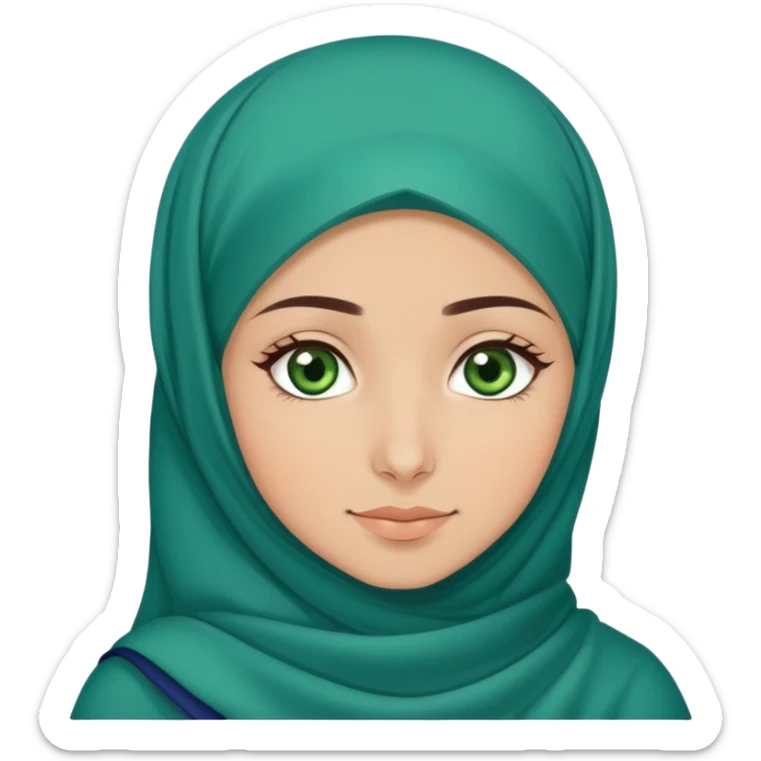 Turkish beautiful finish Konya girl green eyes with blue dark hijab islamic dress and with good night background and she say goodbye  sticker