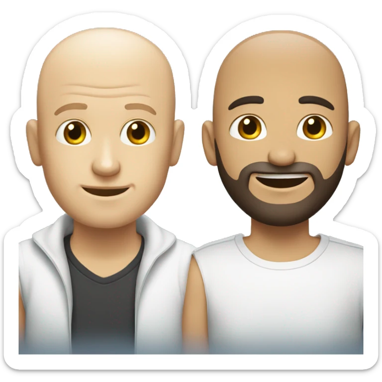 white man with beard and no hair infront of another white man with no hair sticker