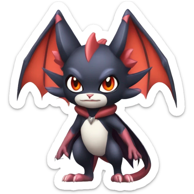  Kawaii Edgy Cool Vampiric Beautiful Noivern-Nargacuga-Litten with big Bat Ears full body sticker