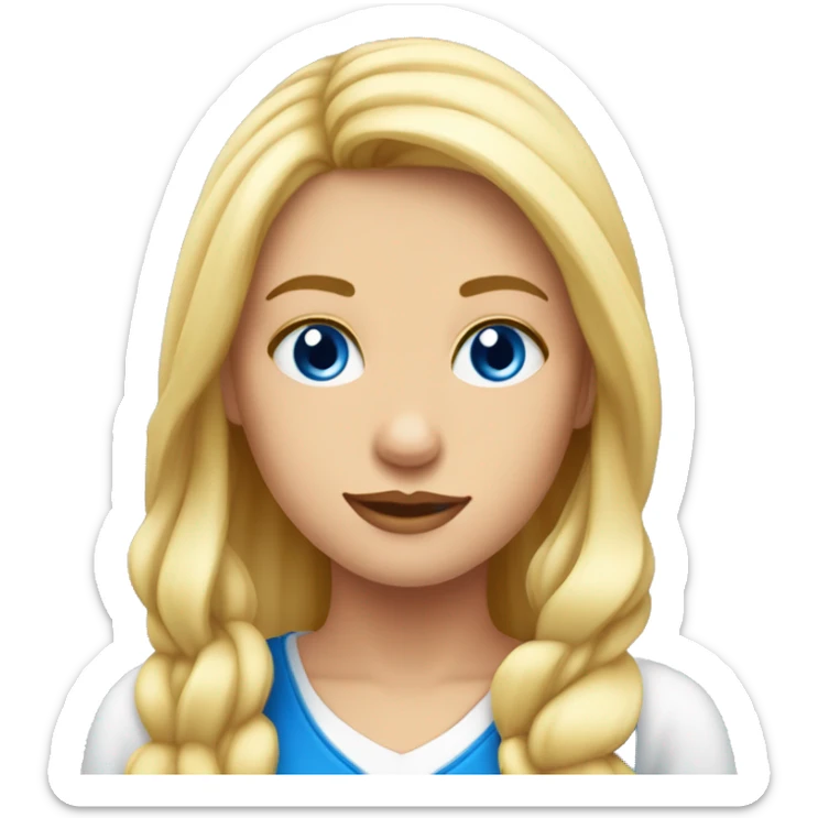 una chica rubia, pelo largo y liso, con ojos azules y piel blanca sticker
