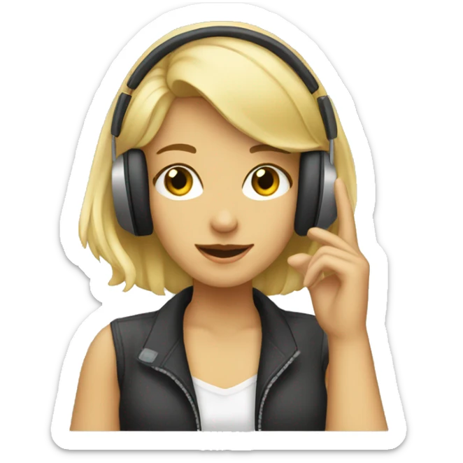 Blonde girl listening to music with headphones sticker