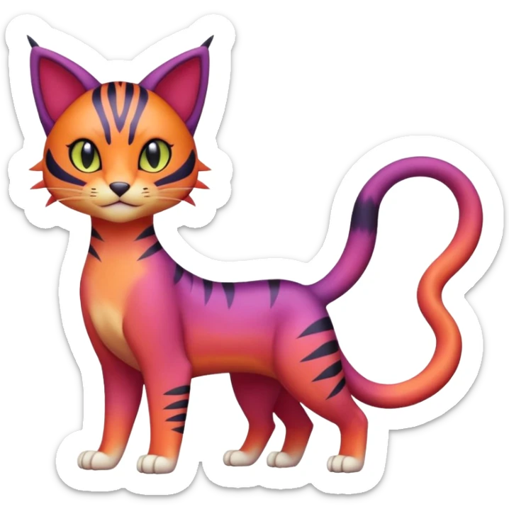 Gradients-colored Liepard-Purrloin-Litten-Sprigatito-Pokémon-fusion-creature (full body) sticker