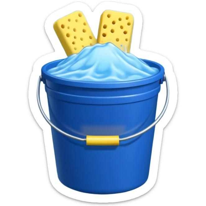 I want emoji with dark blue bucket that is filled with dtergent nd hace car wash sponge in yellow color sticker
