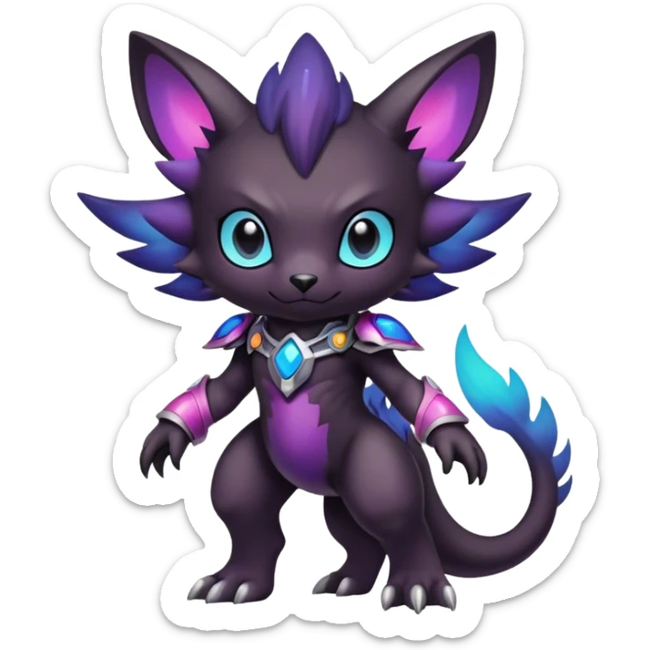 Cute cool colorful dark nebula fantasy-Digimon-animal-hybrid full body sticker
