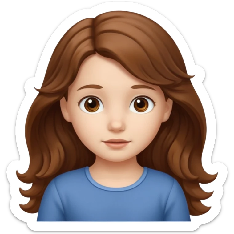 3yr old very white girl with wavy long brown hair in front of the sholders and brown eyes sticker