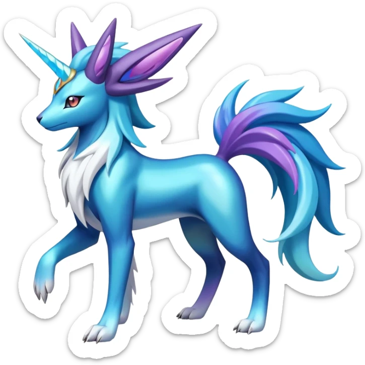 Shiny Colorful Iridescent Amaura-Cobalion-Suicune-fakemon (full body) sticker