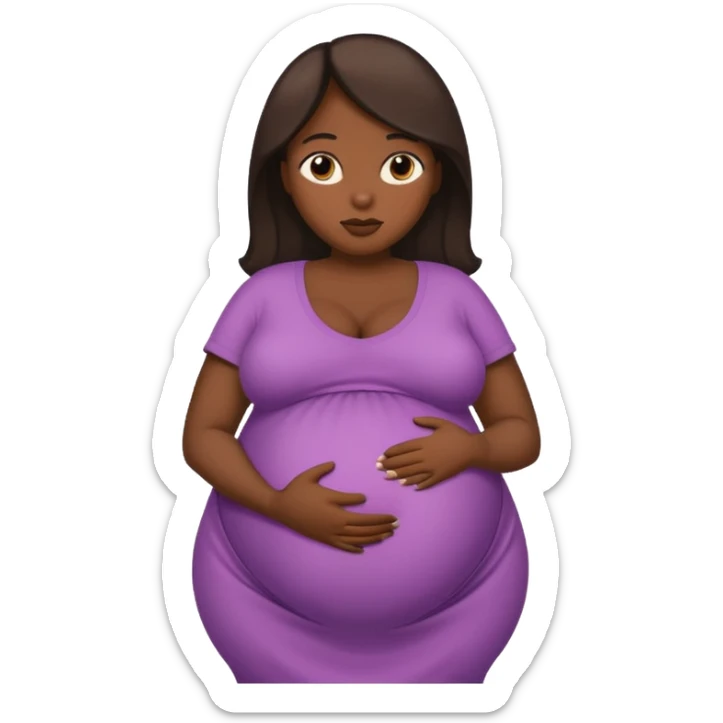 very heavily pregnant overdue woman with unnaturally very large belly sticker
