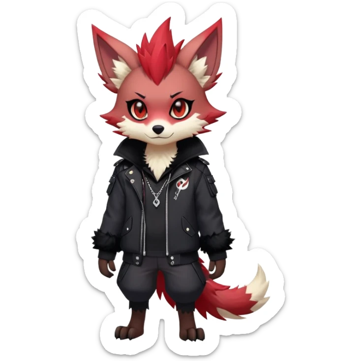 Male edgy cute cool exotic anime-styled Falvie-Fionbri-fantasy-creature-fursona-Fakémon-Pokémon, full body, with markings sticker