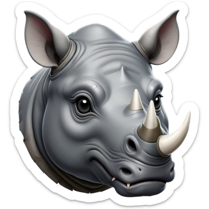 cinematic-noble--rhinoceros-portrait-emoji,slate-grey-hide-poised-and-regal,-with-a-massive,-powerful-build-and-a-thick,--deep-set-soulful-piercing-eyes,-simplified-yet-sharp-and-sophisticated-features,-highly-detailed,-large-black-eyes, white horn sticker