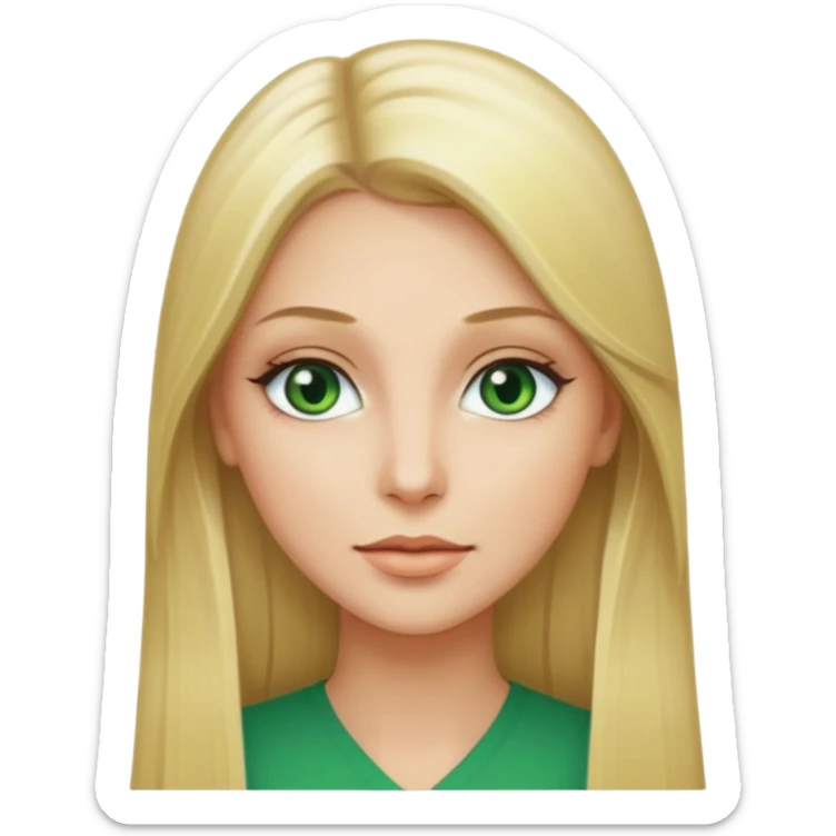 adult female with long straight blonde hair and green eyes sticker