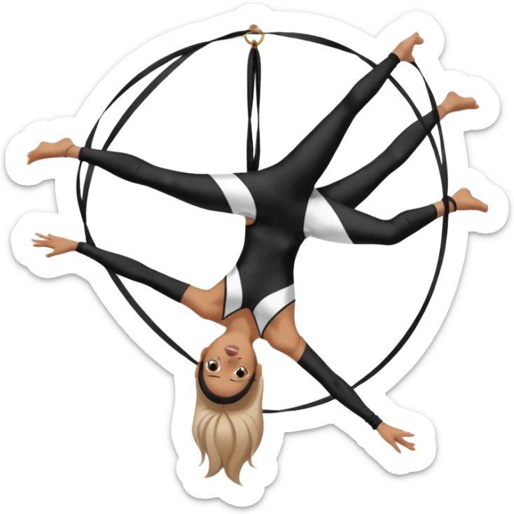 Acrobacias aéreas en tela mujer blanca con negro  sticker