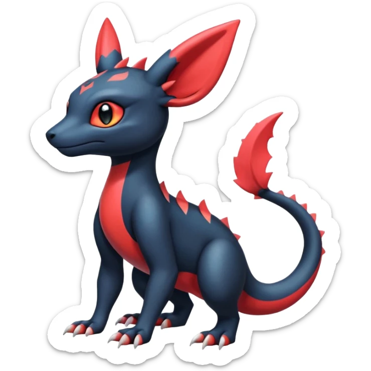 Cute Exotic Colorful Guilmon-Salandit-Umbreon-Quilava-Fakémon-hybrid-creature (full body)  sticker