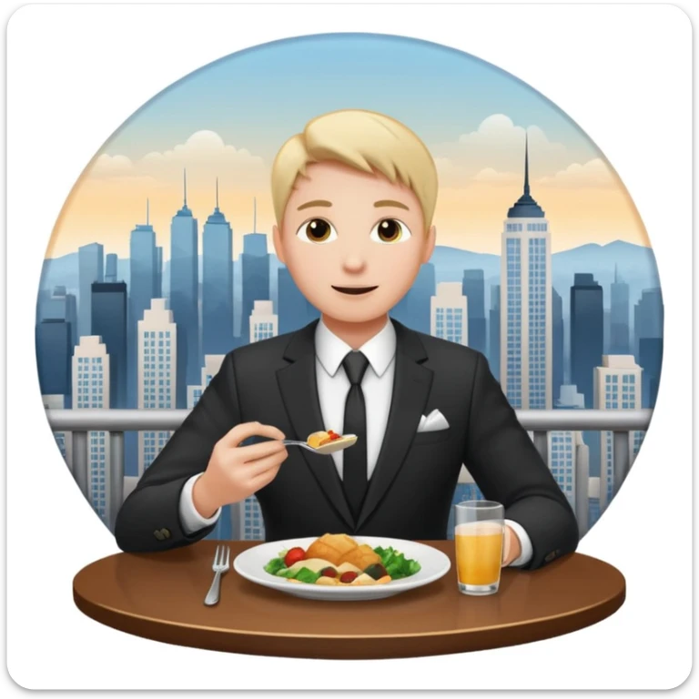 someone who eats in restaurants high above the city with the city on the background
 sticker