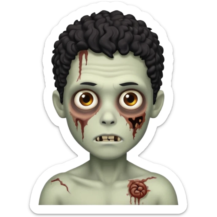 Um garoto zumbi com o cabelo preto cacheado e olhos castanhos sticker
