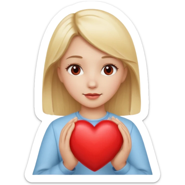 prayer girl blond hair red heart in her hands sticker