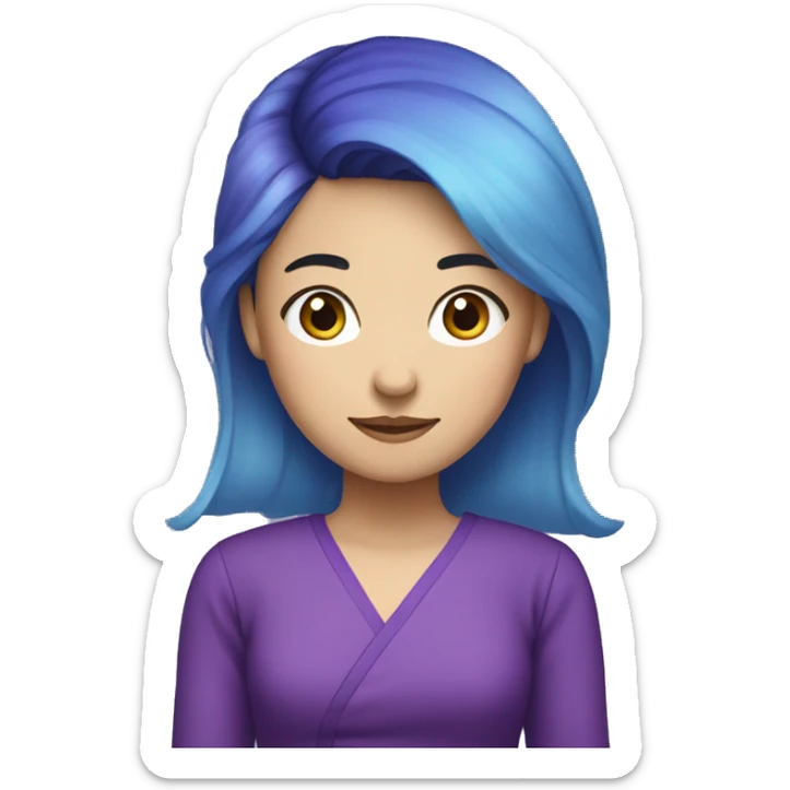 Canadian-Vietnamese-Chinese person with purple and blue hair and purple dress sticker