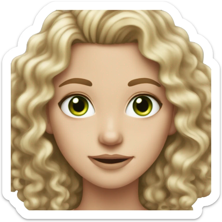 pretty white girl with dirty blonde curly hair and green eyes sticker