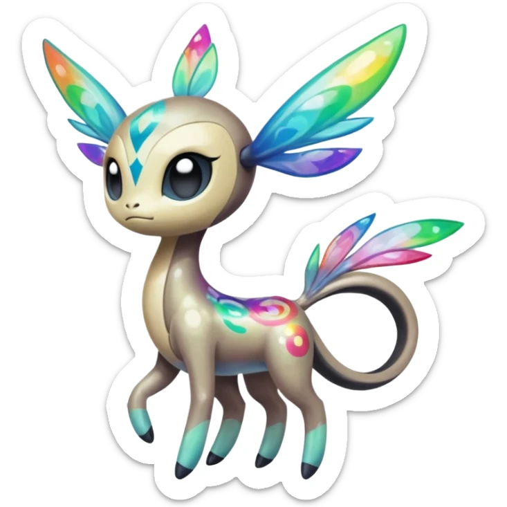 Colorful Shiny Edgy Cool Badass Painted Splashed Exotic Meloetta-Palkia-Stitch-Fakémon-creature-hybrid sticker