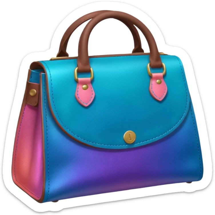 coins  pack in gradient of turquoise, blue, pink, purple, and coral color in leather bag sticker