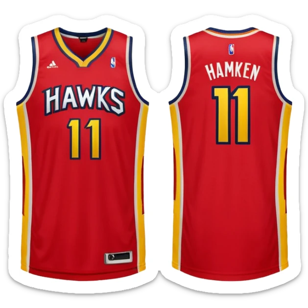 Atlanta hawks basketball jersey featuring the number 11, ios emoji style sticker