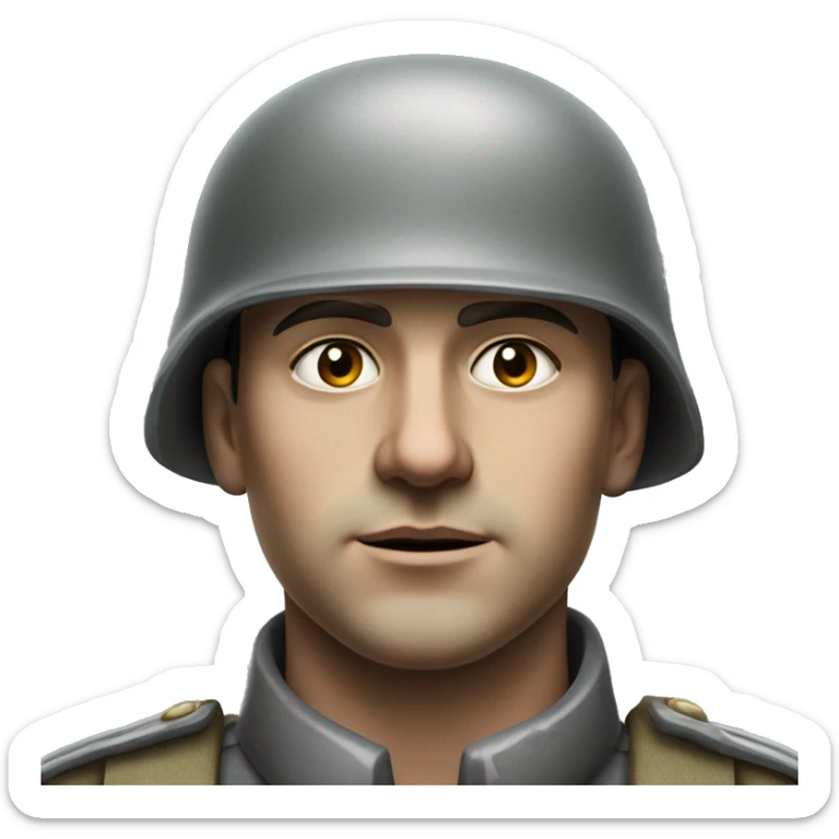 photorealistic 30 years old german soldier the middle of the XX century gray uniform detailed face with wrinkles, closed mouth, small eyes  sticker