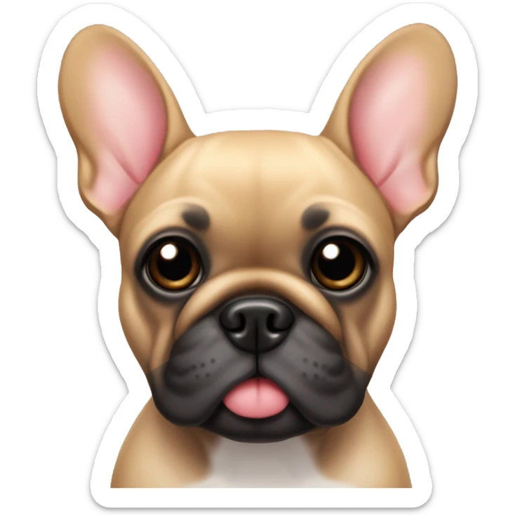 French bulldog with black body and ears and tan paws and belly with heart eyes sticker
