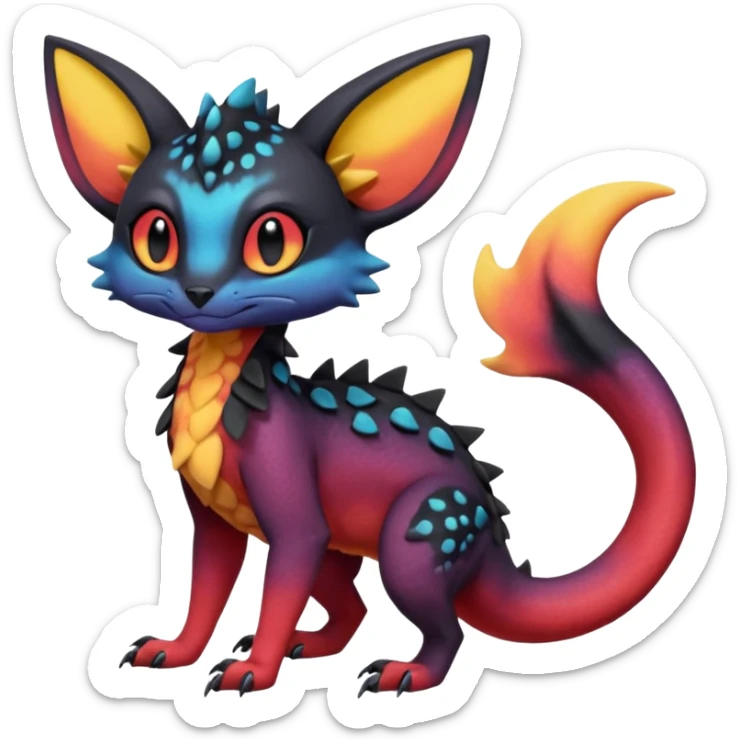 Dark magma-gradients-colored Salandit-Umbreon-Genet-Noivern-Noibat-Serval-Hybrid (Full body) sticker