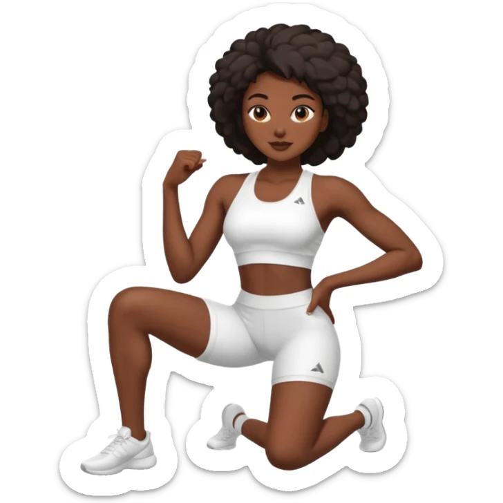 darkskin back woman in white sportswear Fit body focus chin to thigh sticker