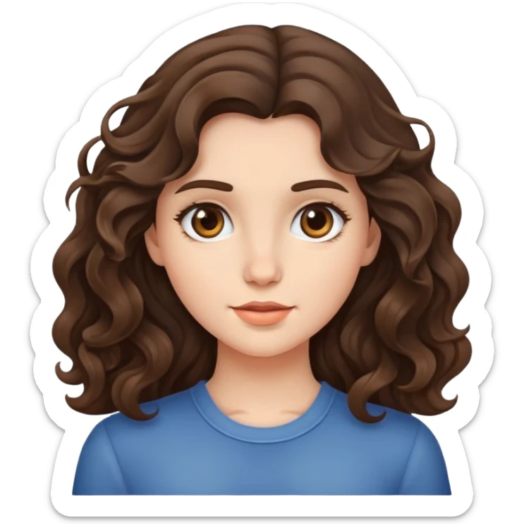 brunette girl with wavy hair sticker