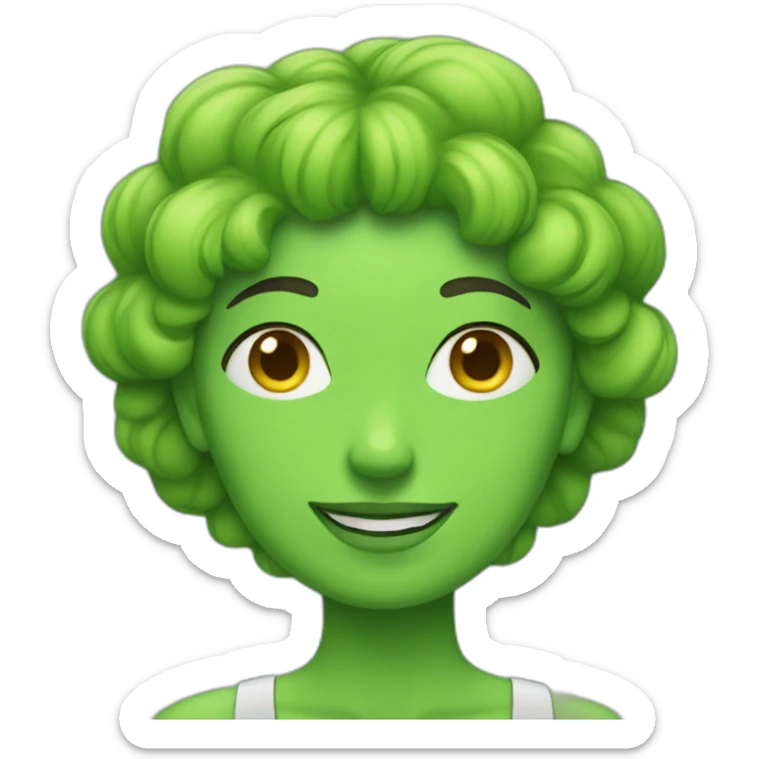 green woman holding three stars sticker