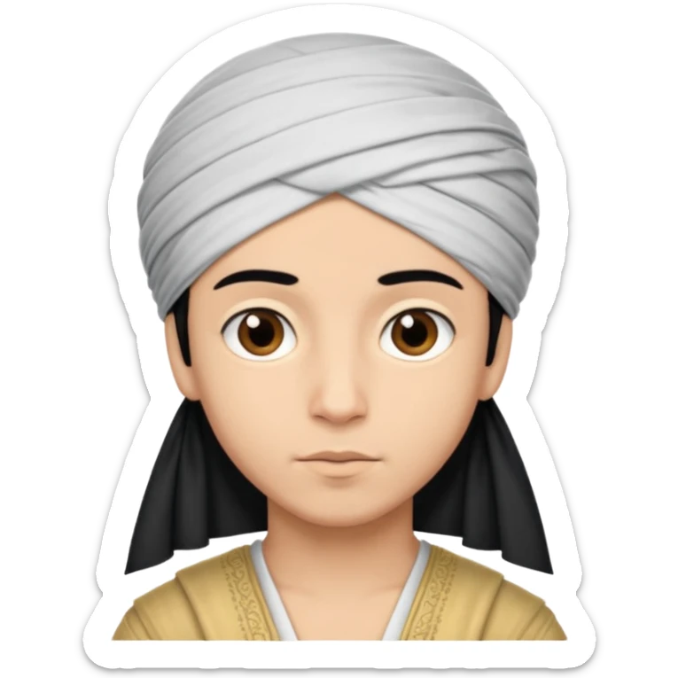 Emoji de un chico con turbante árabe que el chico sea de color piel clara y que tenga cabello negro y de fondo blanco sticker