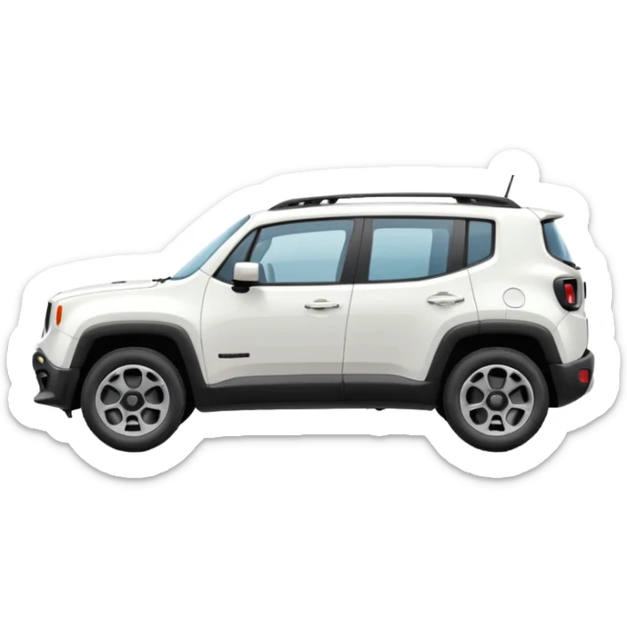 White jeep renegade from the side with a gust of air behind it like it’s driving fast sticker