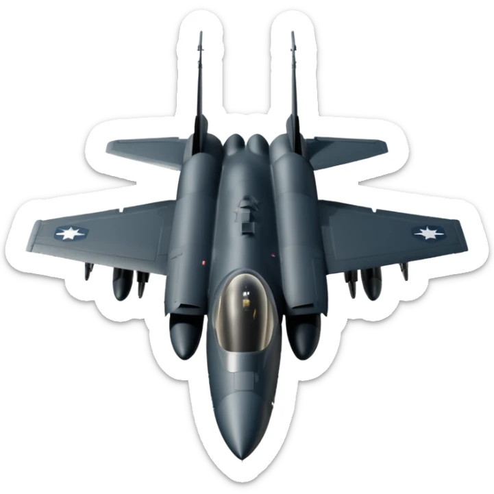 American F15, strict top-down orthographic view, silhouette clarity over realism sticker