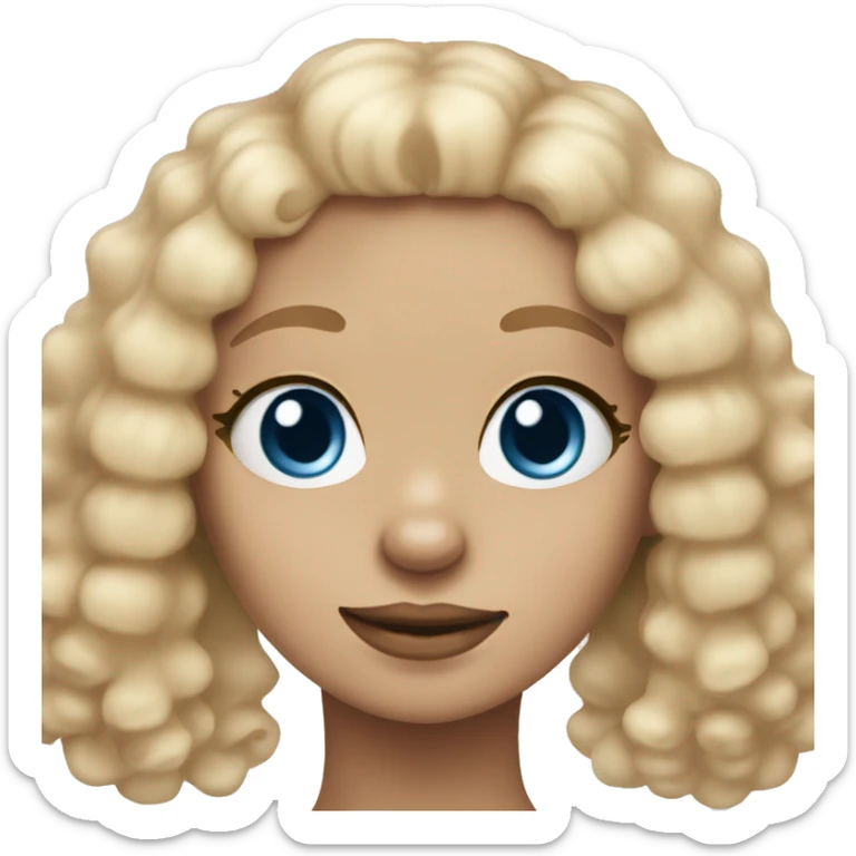 blond girl straight hair blue eyes with cream colored puppy poodle  sticker