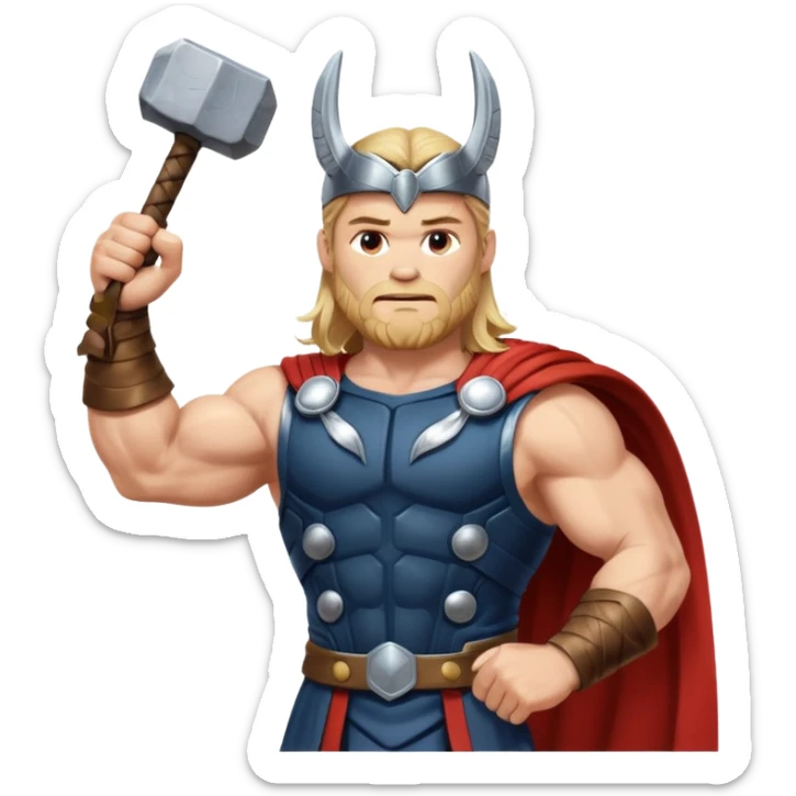 The hero Thor proudly holds the balance of justice in his raised hand. sticker
