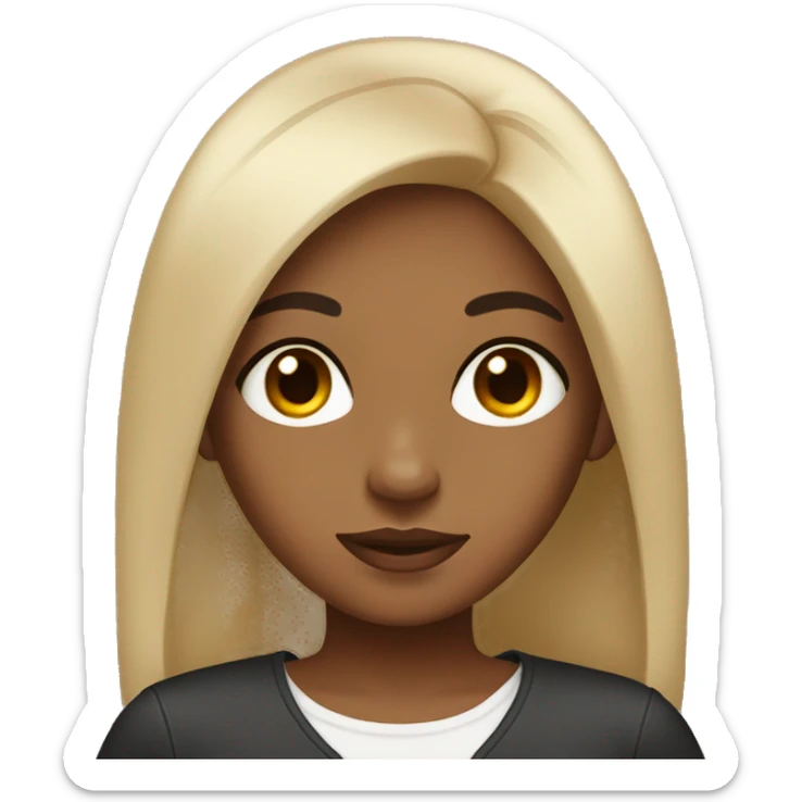 brown girl with brown eyes and black straight hair sticker