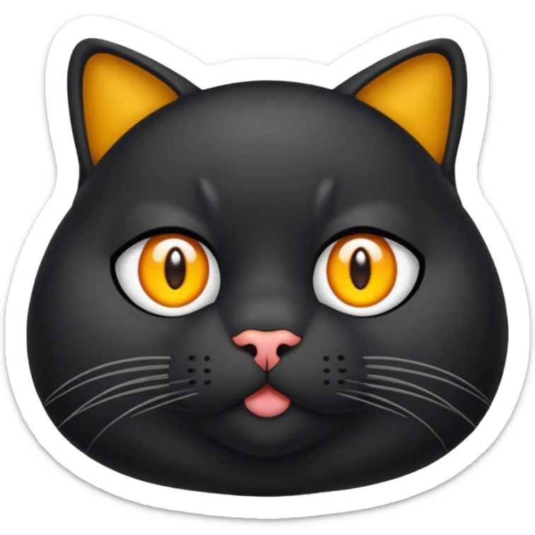 Un gato negro gordito con los ojos de color amarillos sentado sticker