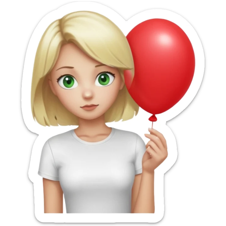 Un fille blonde au yeux vert je veut du mascara sur mais sil je veux un t-shirt blanc moulant et je veux un géant sticker