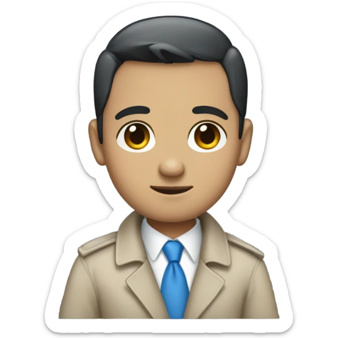 Angel that looks like a man with black short hair, a blue tie, a trenchcoat and blue eyes sticker